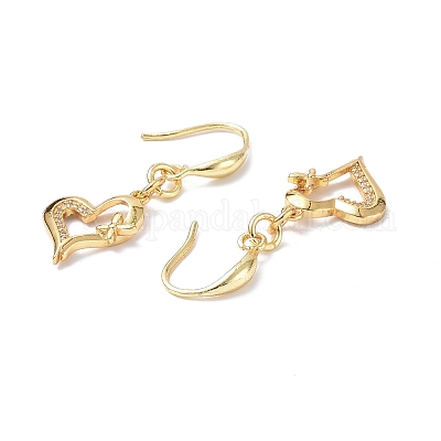 Сердце из прозрачного кубического циркония с серьгами-бабочками EJEW-B017-09G-1