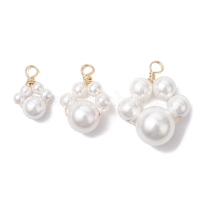 3 шт. подвески из ракушек и жемчуга в медной проволоке двух размеров PALLOY-JF02984-1