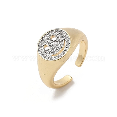 Открытые манжеты из латуни с микропаве и прозрачным цирконием для женщин RJEW-A059-01G-1