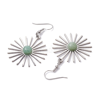 Серьги-подвески star 201 из нержавеющей стали с натуральными драгоценными камнями для женщин EJEW-JE05835-1