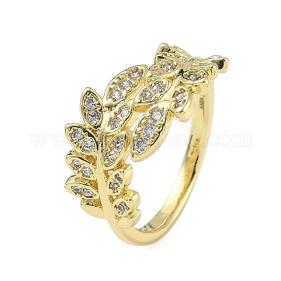 Манжеты из латуни с микро паве кубический цирконий для женщин RJEW-D322-05G-1