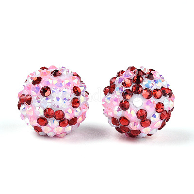 Круглые бусины из смолы со стразами на тему дня святого валентина OACR-T028-66B-1