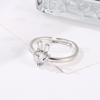 Кольца для женщин с прозрачными кубическими цирконами и микропаве из латуни в виде кролика&nbsp;FS-WG73E82-03-1