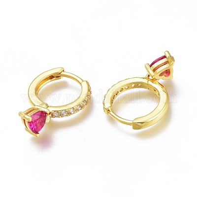 Серьги-кольца из латуни с микро-паве из фианита ZIRC-H102-14C-G-1