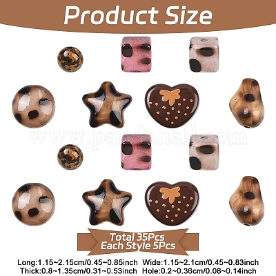 35 шт. 7 стиля непрозрачных акриловых бусин с леопардовым принтом&nbsp;FIND-YW0011-31-1