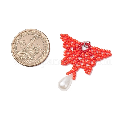 Подвески-бабочки из стеклянного бисера PALLOY-MZ00484-01-1