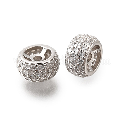 925 бусина из чистого серебра с микропаве и прозрачным фианитом STER-F061-07P-1