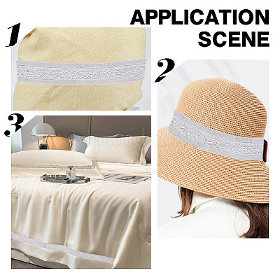 Жаккардовая цветочная лента из полиэстера длиной 7.5 ярд. OCOR-WH0088-84F-1