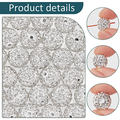 60 шт. бусины из полимерной глины со стразами RB-NB0001-24-1
