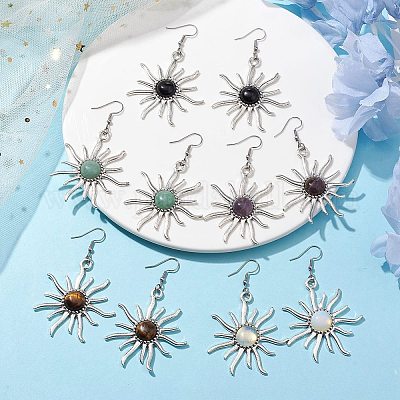 Драгоценный камень болтающийся серьги EJEW-JE05765-1