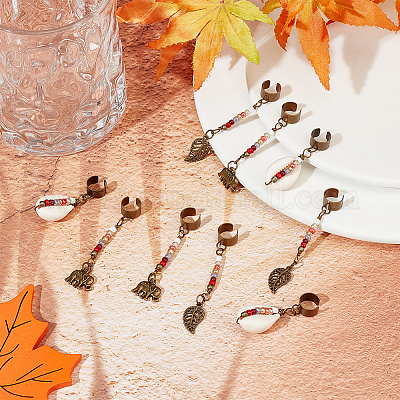 Подвески для волос в тибетском стиле из сплава и раковины каури OHAR-AB00016-1