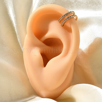 Серьги-каффы из латуни с прозрачным кубическим цирконием EJEW-Q025-03A-G-1