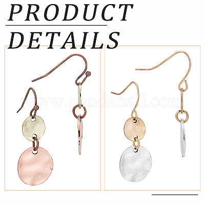 2 пара 2-цветных ретро двухцветных плоских круглых висячих серег из сплава для женщин EJEW-AN0002-40-1