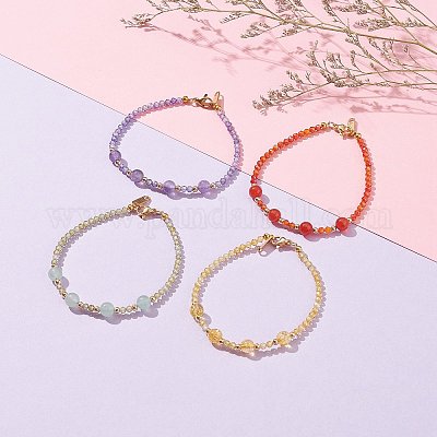 Наборы браслетов из смешанных натуральных и синтетических драгоценных камней BJEW-JB06518-1