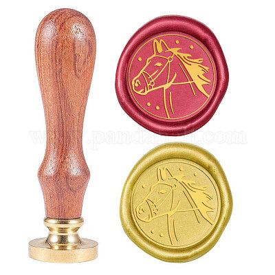 Vintage Retro Brass Head Wooden Handle Wax Seal Sealing Stamp Invitations Card 
