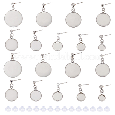 18 шт. 9 плоских круглых серег-гвоздиков из нержавеющей стали 304 STAS-UN0027-32-1