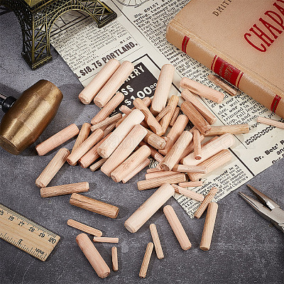 480 шт. 6 шт. деревянных рифленых штифтов AJEW-NB0005-87-1