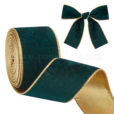 10 ярд односторонних бархатных лент с проволокой SRIB-WH0011-153A-1