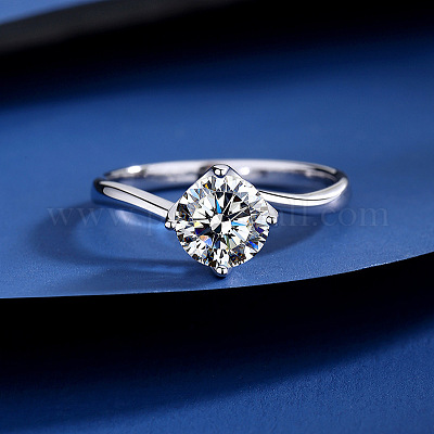 Плоские круглые кольца из стерлингового серебра с родиевым покрытием и микропаве из кубических цирконий для женщин WG84544-01-1