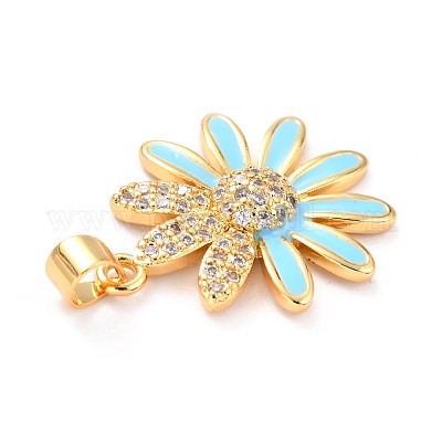 Настоящие 18к позолоченные латунные подвески с микропаве и кубическим цирконием ZIRC-L100-087G-05-1