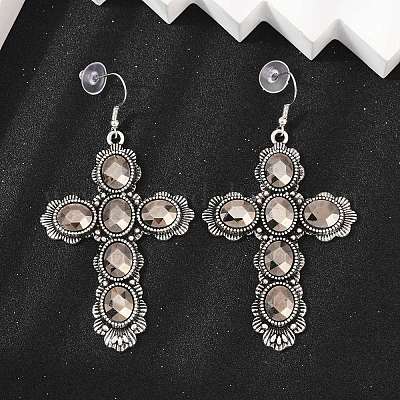 Серьги-подвески из сплава стекла для женщин EJEW-U053-03AS-01-1