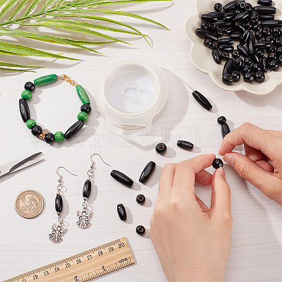 480 шт. 4-х видов окрашенных бусин из натурального дерева&nbsp;WOOD-PH0002-42-1