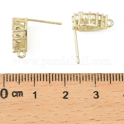 Фурнитура для сережек-гвоздиков из латуни с микропаве из прозрачного кубического циркония KK-C107-13G-1