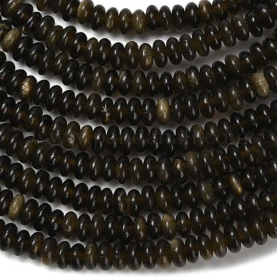 Естественный золотистый отлив обсидиан бисер пряди G-L635-A11-4x2mm-01-1