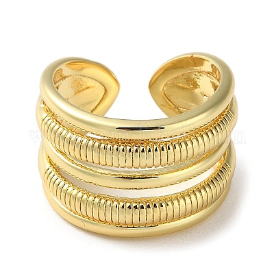 Латунные многострочные открытые манжеты с покрытием стойки RJEW-K249-05G-1