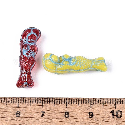 Стеклянные бусины с рисунком русалки GLAA-T025-68M-1