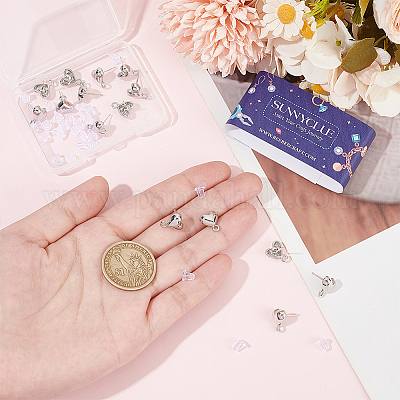 20 шт. фурнитура для сережек-гвоздиков в форме сердца из сплава EJEW-SC0001-50-1