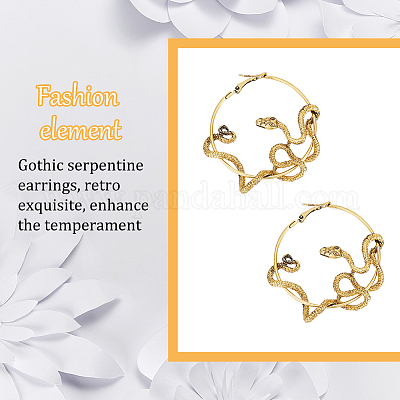 3 пара двухцветных серег-колец из сплава в виде змеи для женщин EJEW-AN0001-63-1