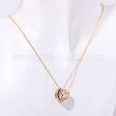 Латунные плоские круглые ожерелья с подвесками в виде созвездий из прозрачного кубического циркония WGDD0B3-04-1