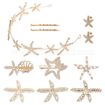 8 набор из заколок для волос в виде морской звезды и крокодила AJEW-PH0011-44-1