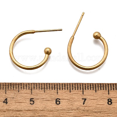 Серьги-гвоздики из нержавеющей стали 304 в форме кольца с круглым шариком X-STAS-K204-04G-1