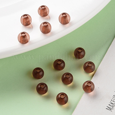 透明なアクリルビーズ ラウンド チョコレート 6x5mm 穴：1.8mm 約4400 
