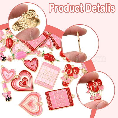 24 шт. 12 стиля ко Дню святого Валентина подвески из эмалевого сплава с покрытием ENAM-FS0002-56-1