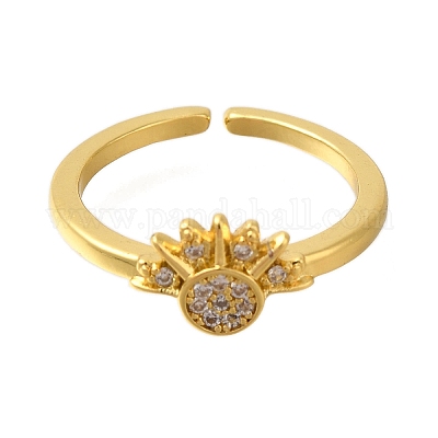 Кольца-манжеты из латуни с микропаве из кубического циркония для женщин RJEW-D079-01A-RS-1