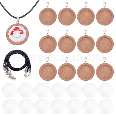 Наборы для самостоятельного изготовления ожерелий из деревянных и искусственных кожаных шнуров DIY-PH0031-61C-1