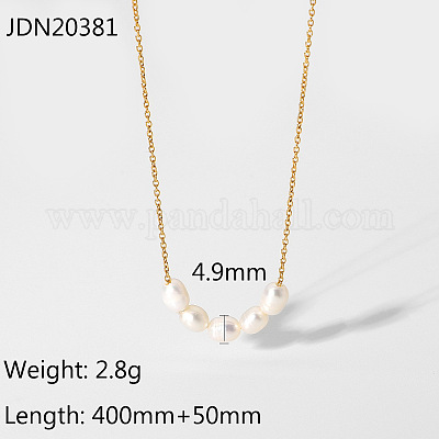 Позолоченное колье с замком из нержавеющей стали и натуральным пресноводным жемчугом ST6721823-1