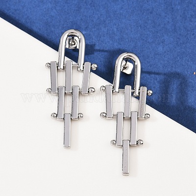 Треугольные серьги-гвоздики с кисточками из латуни EJEW-K309-17P-1