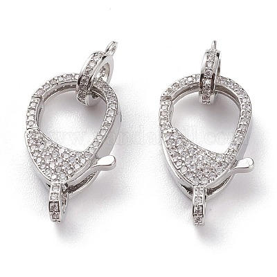 Латунная застежка-клешня с микропейвом из прозрачного кубического циркония KK-C100-43G-1