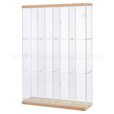 3-уровневый прозрачный акриловый органайзер для минифигурок с 4 сетками и деревом&nbsp;ODIS-WH0004-03B-1