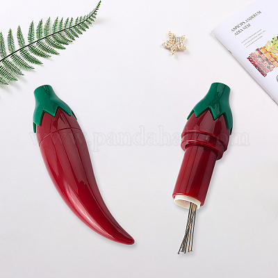 Пластиковый футляр для хранения игл в форме перца чили AJEW-WH20077-007-1