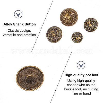 OLYCRAFT 40pcs Metal Blazer Button Set Anchor Crest Vintage Shank Buttons  12mm 15mm 20mm 24mm for Blazer, Suits, Coat, Uniform and Jacket - Antique