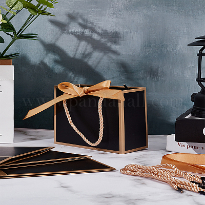 Tragbare Geschenkboxen aus Papier mit Goldrutenband&nbsp;CON-WH0112-014-1