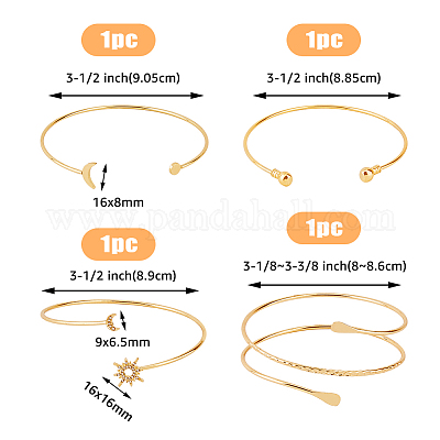 4шт. 4 стиля железный браслет с тремя петлями из проволоки BJEW-FI0001-19-1