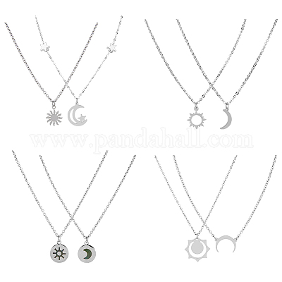 4 комплект из 4 подвесок в виде солнца и луны из нержавеющей стали 304 NJEW-FI0001-22-1
