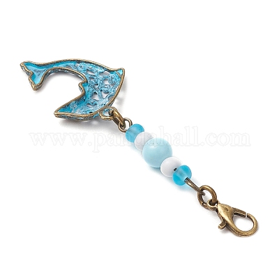 Подвеска с подвесками и стеклянными бусинами на морскую тематику HJEW-JM03158-08-1