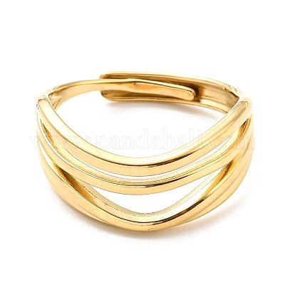 Полое регулируемое кольцо из нержавеющей стали 304 для женщин RJEW-C016-08G-1